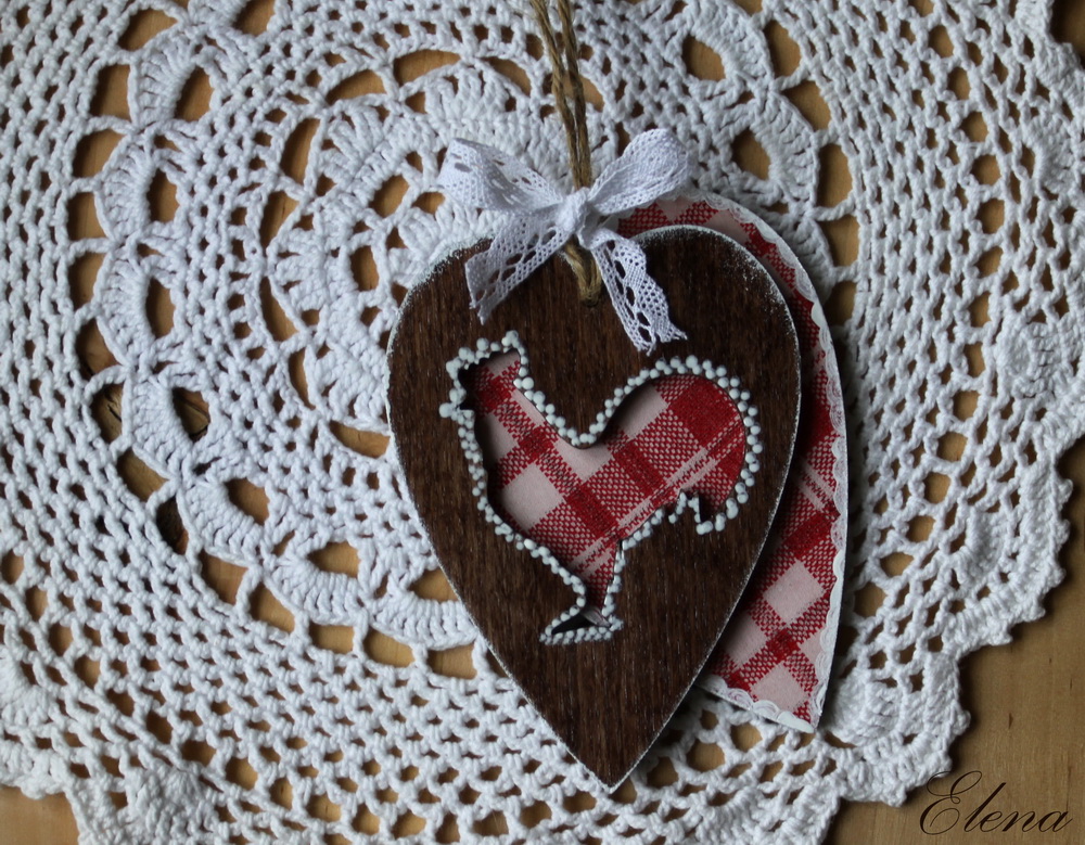 Подвеска-сердце Петух