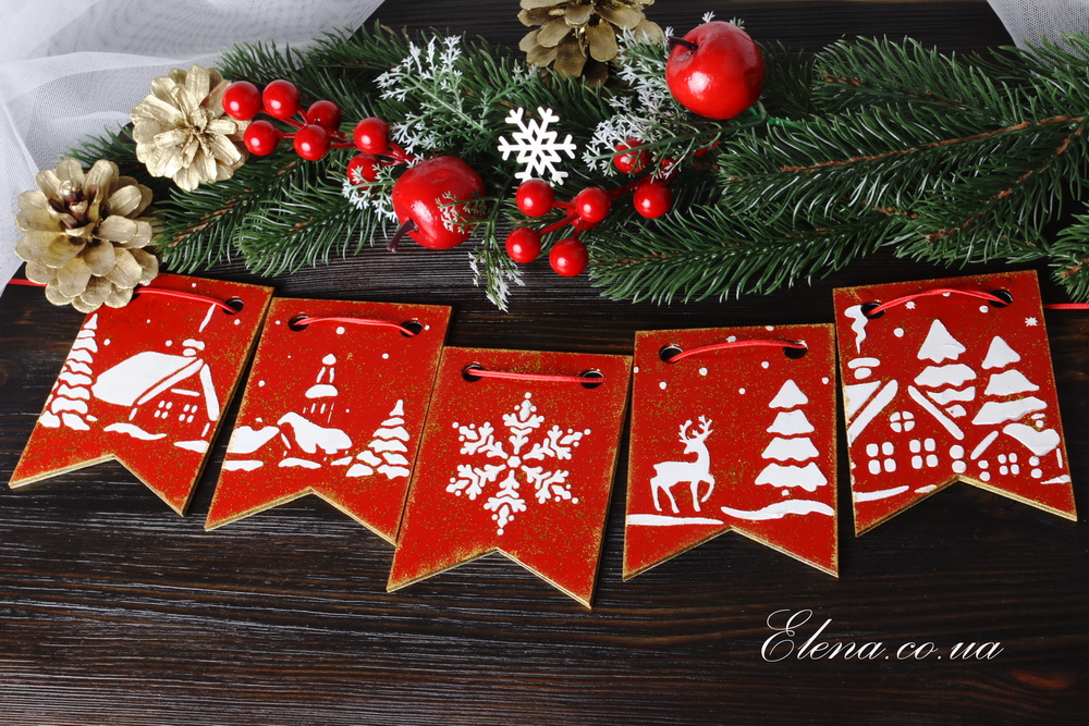 Новогодние флажки мишки