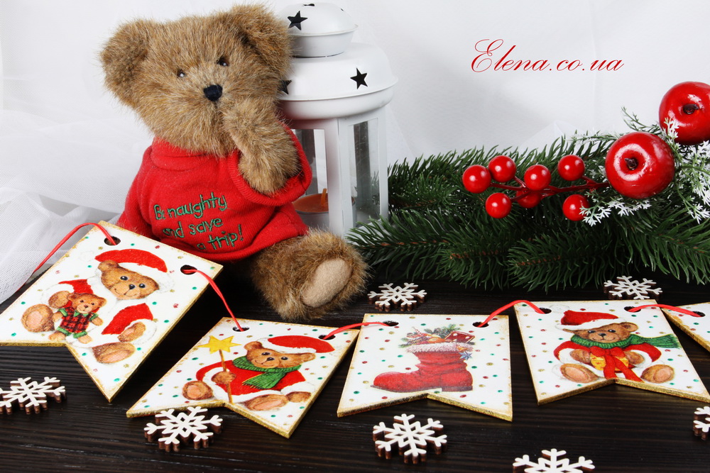 Новогодние флажки мишки