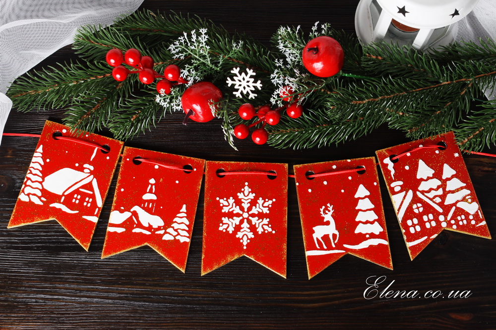 Новогодние флажки мишки