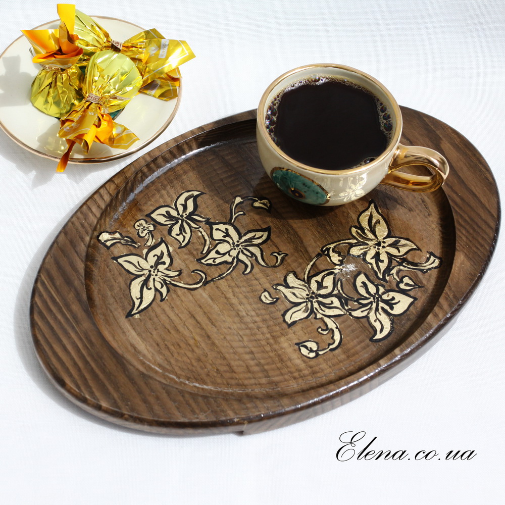 Поднос Золотые цветы